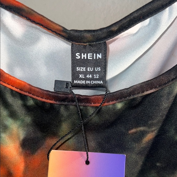 SHEIN Orange and Black Tie-Dye Dress - Picture 6 of 9